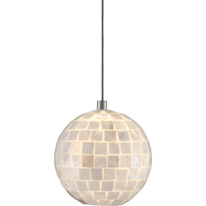 Finhorn 1-Light Round Multi-Drop Pendant by Currey and Company in painted silver, pearl. Made from metal, mother of pearl in a modern style.
