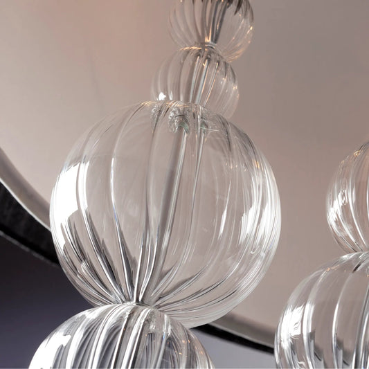 Kravet Pendant by Cyan Design in chrome. Made from iron, clear glass, white fabric shade in a modern style.