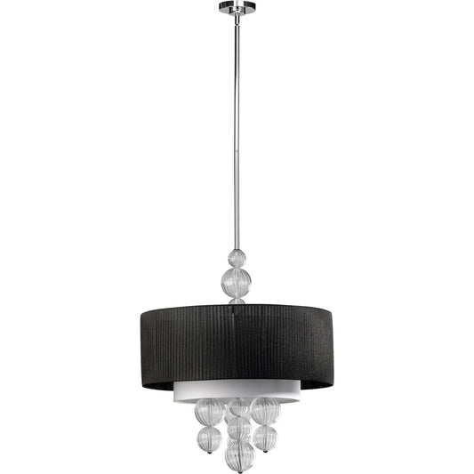 Kravet Pendant by Cyan Design in chrome. Made from iron, clear glass, white fabric shade in a modern style.
