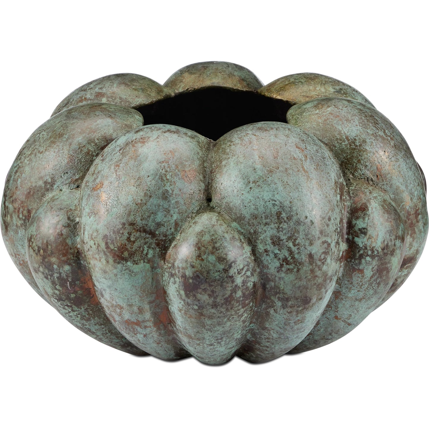 001 SI-2257208 | Primary Silo | Rotterdam Bowl by Currey and Company in verdigris. Made from cast aluminum in a rustic style.