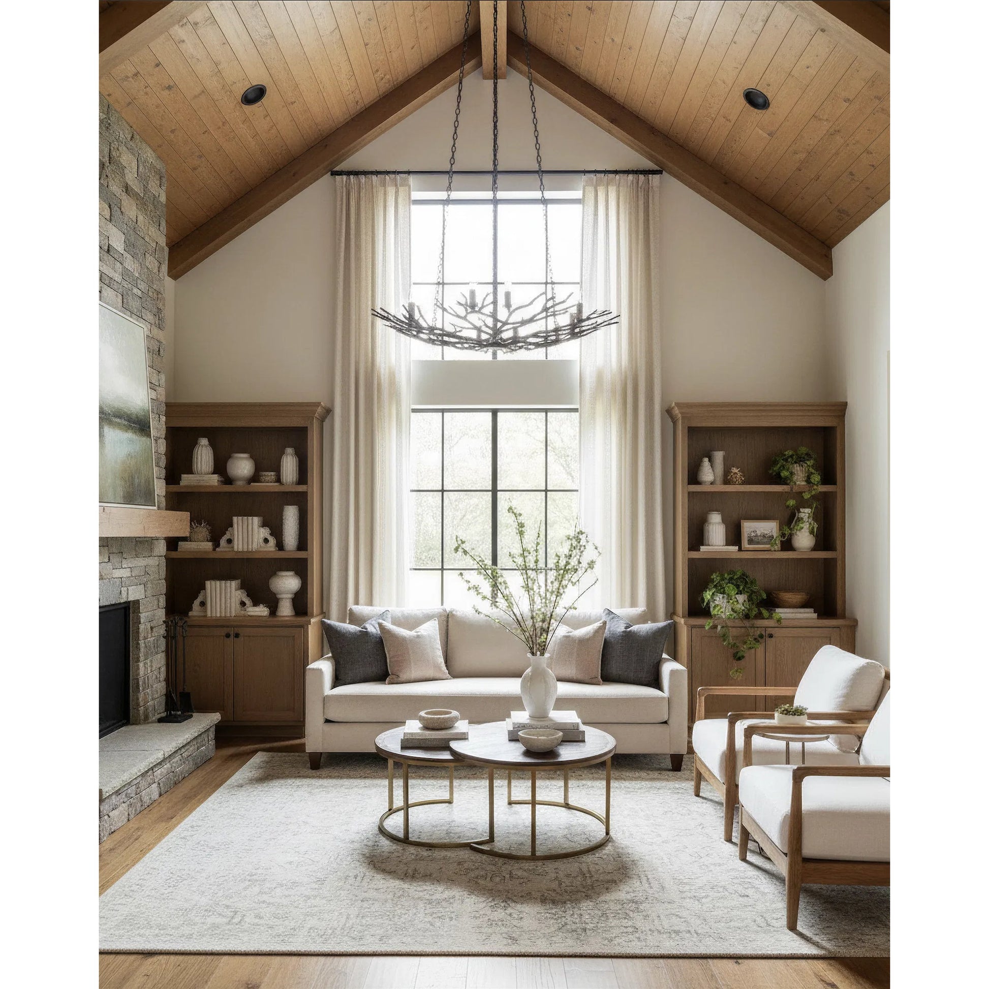 Rainforest Chandelier by Currey and Company in rustic bronze. Made from unique in a rustic style.