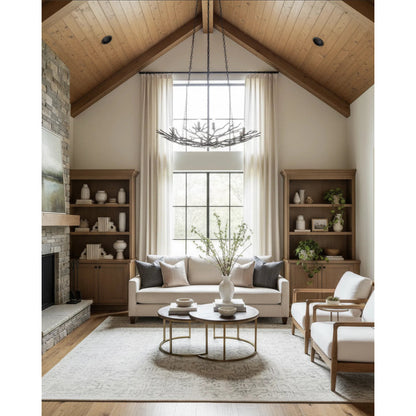 Rainforest Chandelier by Currey and Company in rustic bronze. Made from unique in a rustic style.