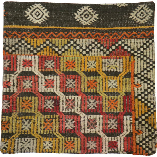 003  | Unknown | Vintage Kilim Pillow Case - 048787 by Pasargad Home in multi. Made from wool in a eclectic & global style.