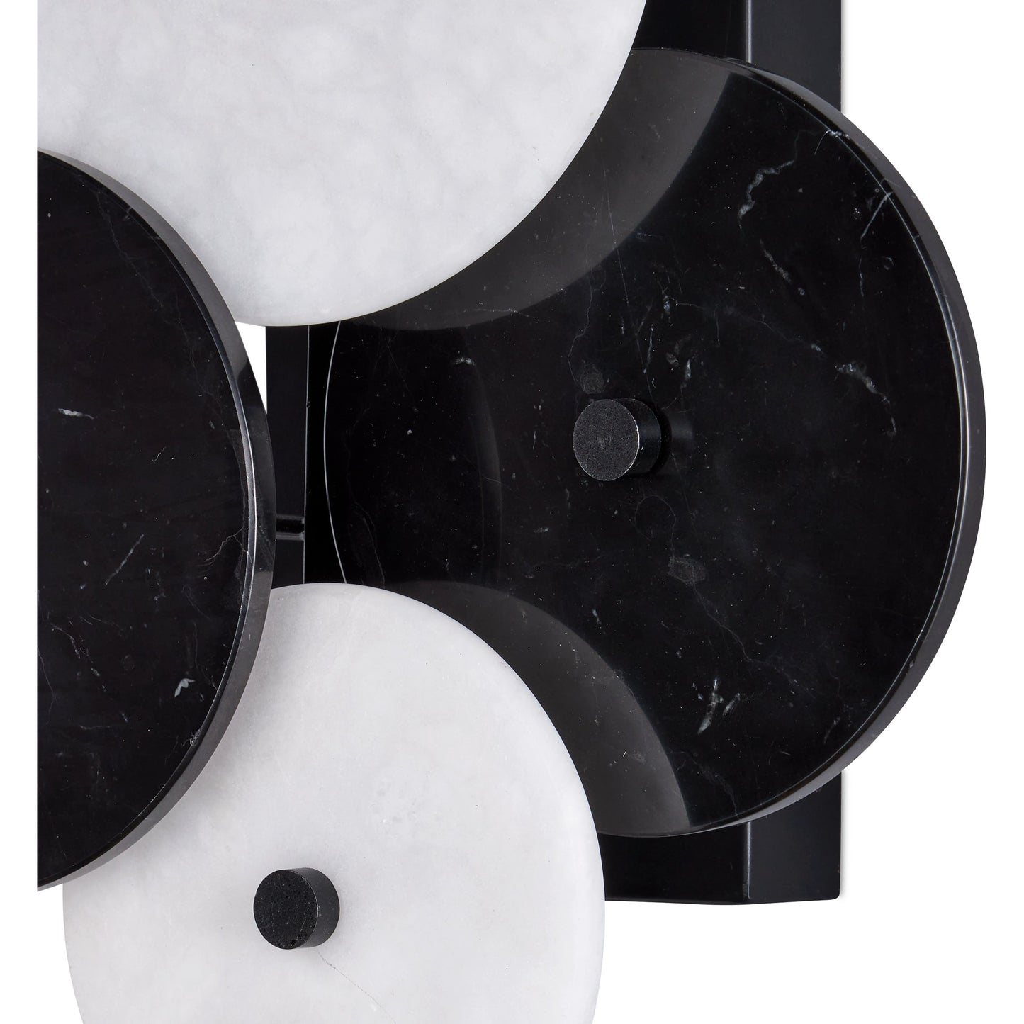 005 SI-2133964 | Closeup | Inyo Wall Sconce by Currey and Company in natural, satin black. Made from alabaster, marble, metal in a modern style.