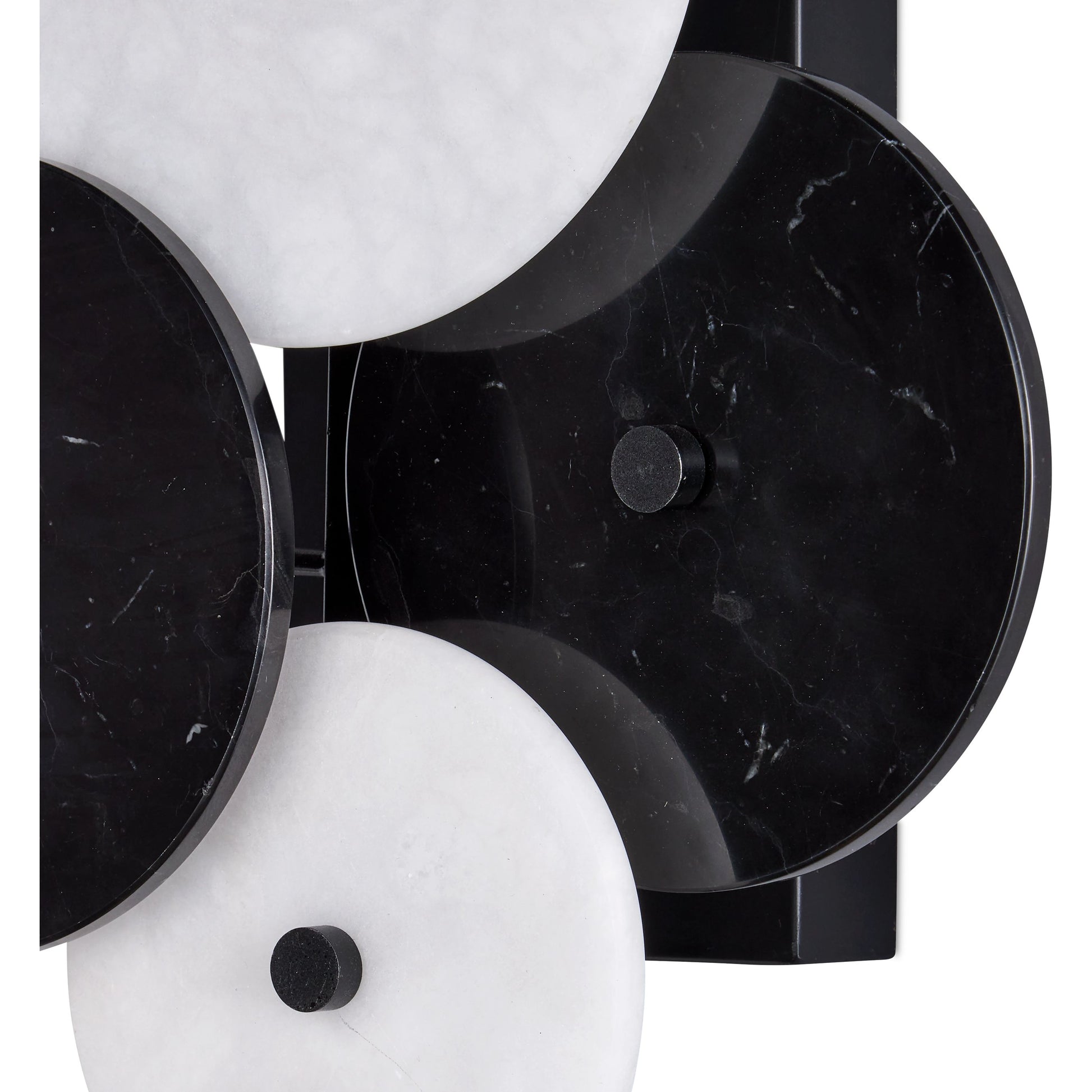 Inyo Wall Sconce by Currey and Company in natural, satin black. Made from alabaster, marble, metal in a modern style.
