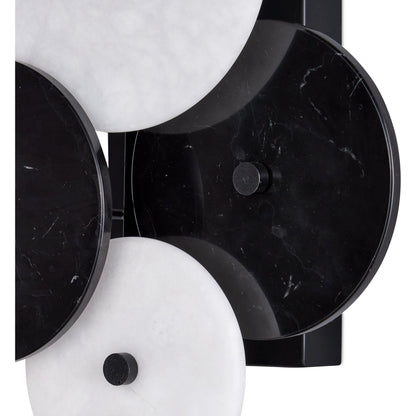 Inyo Wall Sconce by Currey and Company in natural, satin black. Made from alabaster, marble, metal in a modern style.
