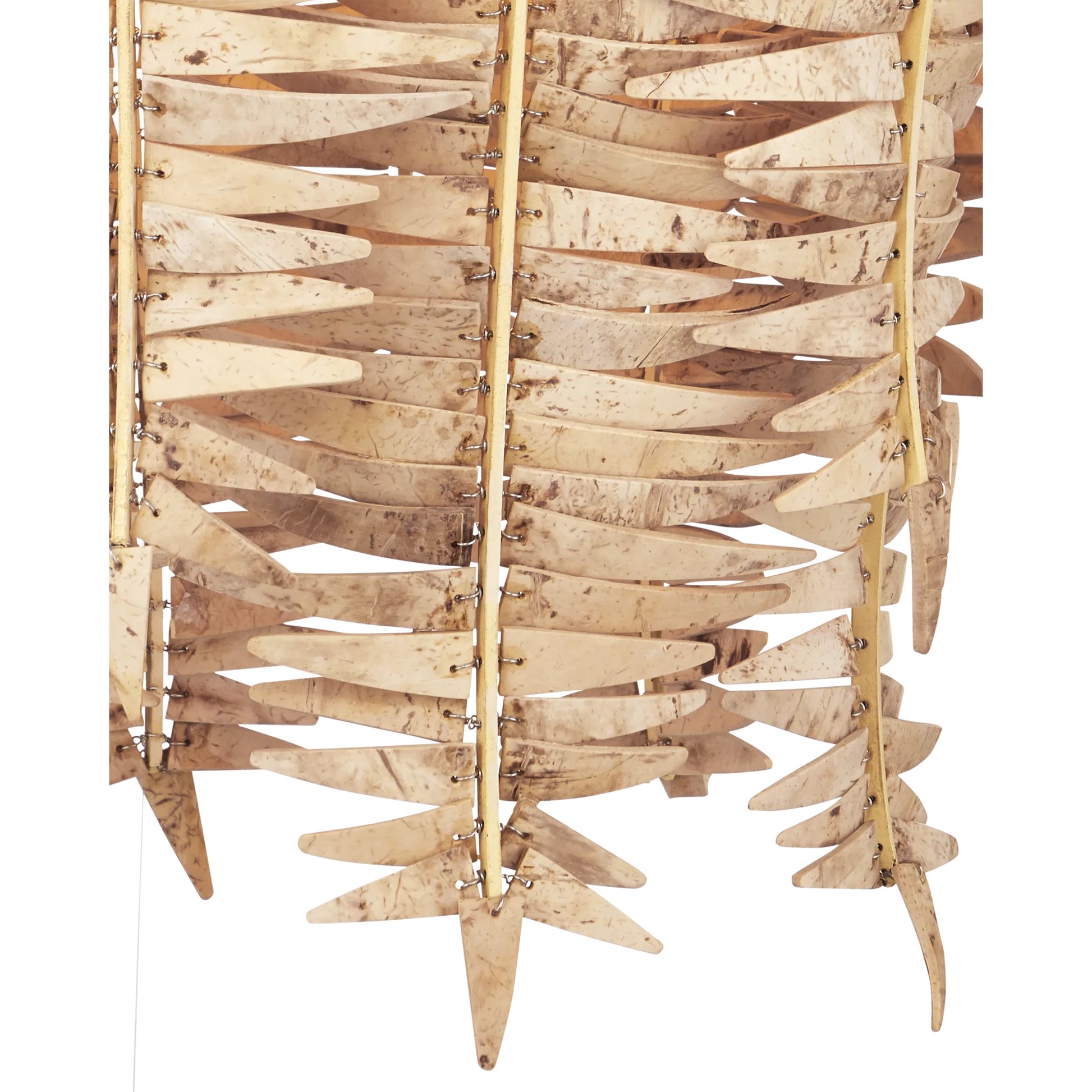 Tiptur Pendant by Currey and Company in natural, coco cream. Made from coco shells, wrought iron in a rustic style.