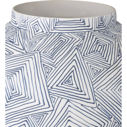 Zag Vase by Currey and Company in blue, white. Made from porcelain in a modern style.