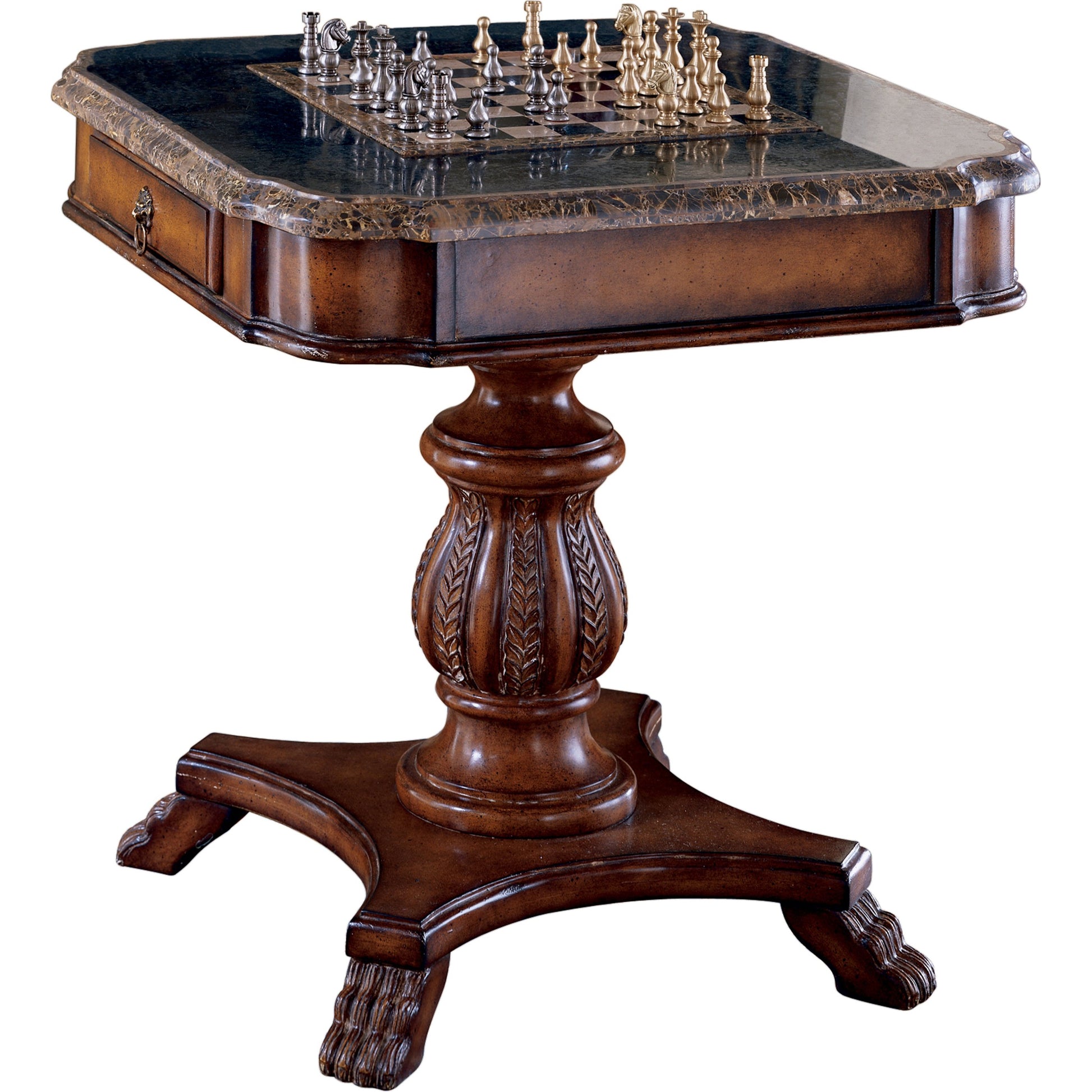 Carlyle Game Table by Butler Specialty Company in multi-color and heritage. Made from resin, fossil stone veneer in a traditional style.
