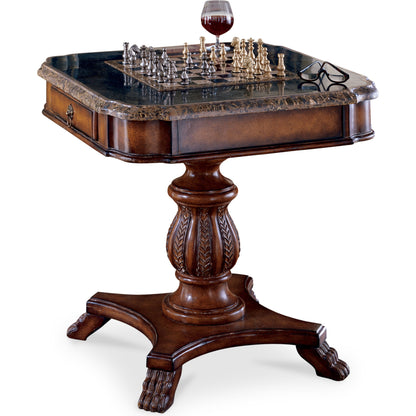 Carlyle Game Table by Butler Specialty Company in multi-color and heritage. Made from resin, fossil stone veneer in a traditional style.
