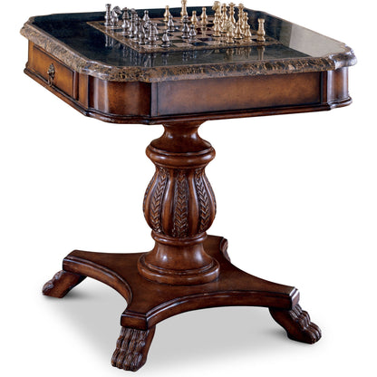 Carlyle Game Table by Butler Specialty Company in multi-color and heritage. Made from resin, fossil stone veneer in a traditional style.