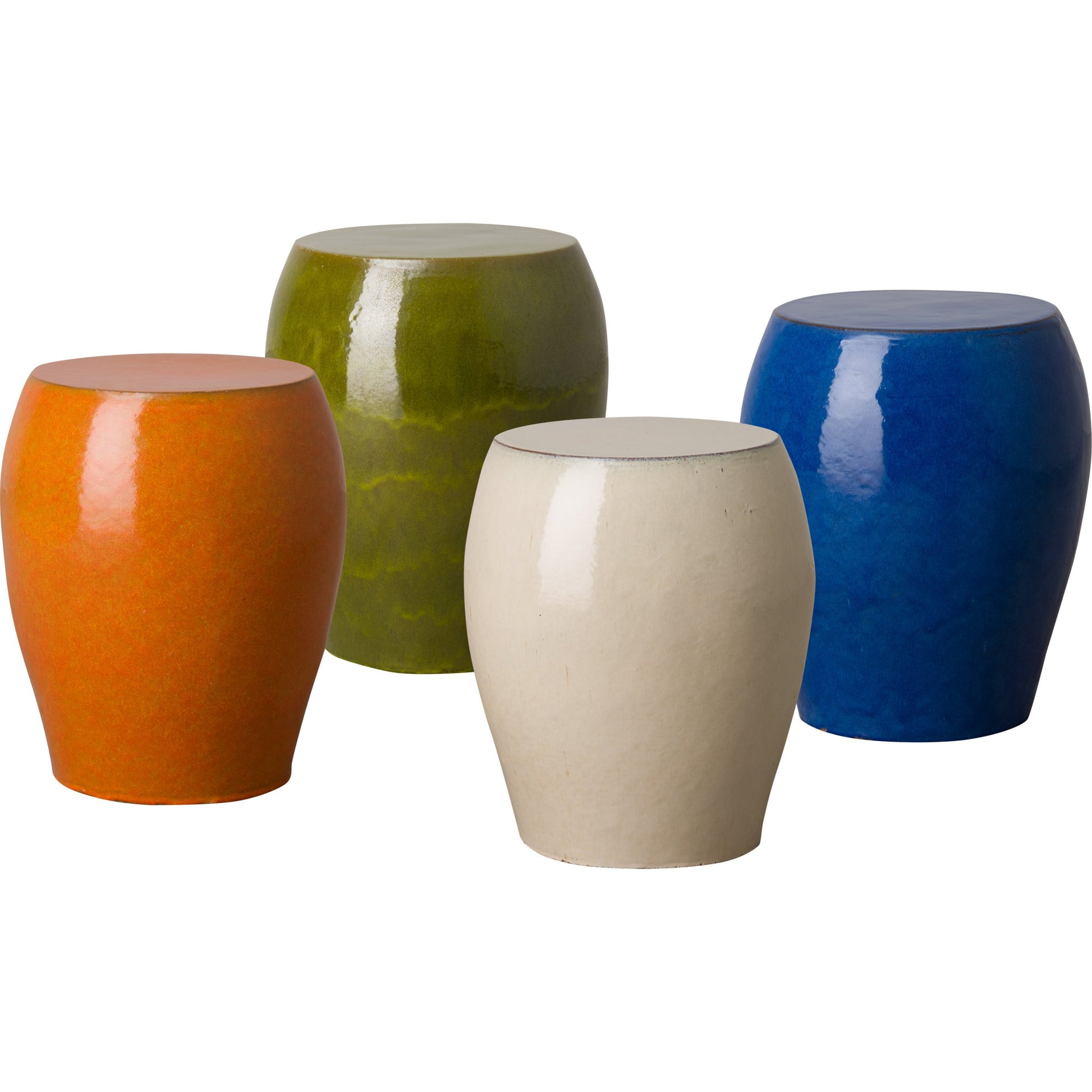 Seiji Garden Stool by Emissary USA in glossy glaze. Made from ceramic in a coastal style.