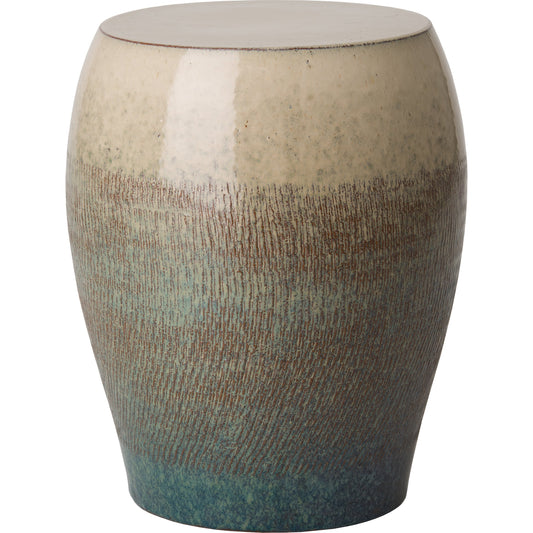 Seiji Garden Stool by Emissary USA in glossy glaze. Made from ceramic in a coastal style.