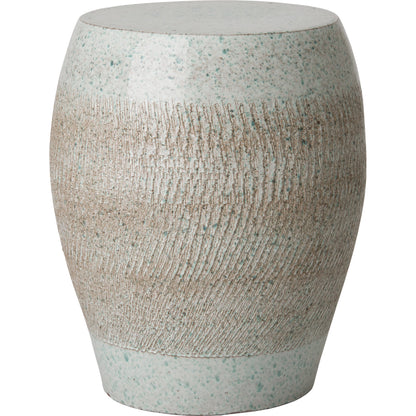 Seiji Garden Stool by Emissary USA in glossy glaze. Made from ceramic in a coastal style.