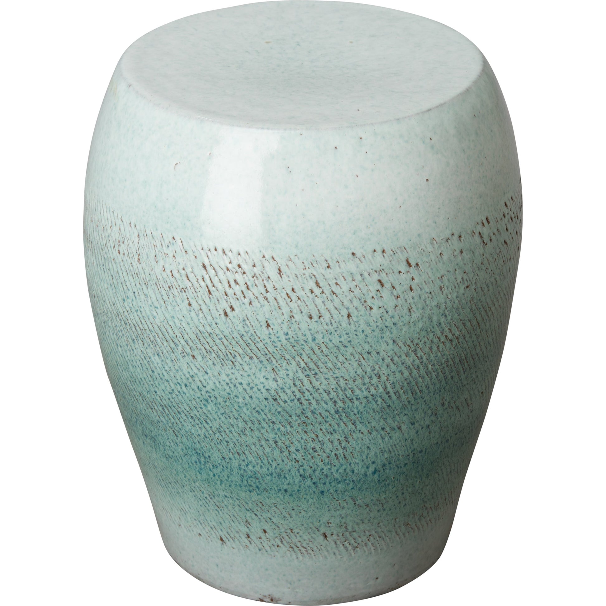 Seiji Garden Stool by Emissary USA in glossy glaze. Made from ceramic in a coastal style.