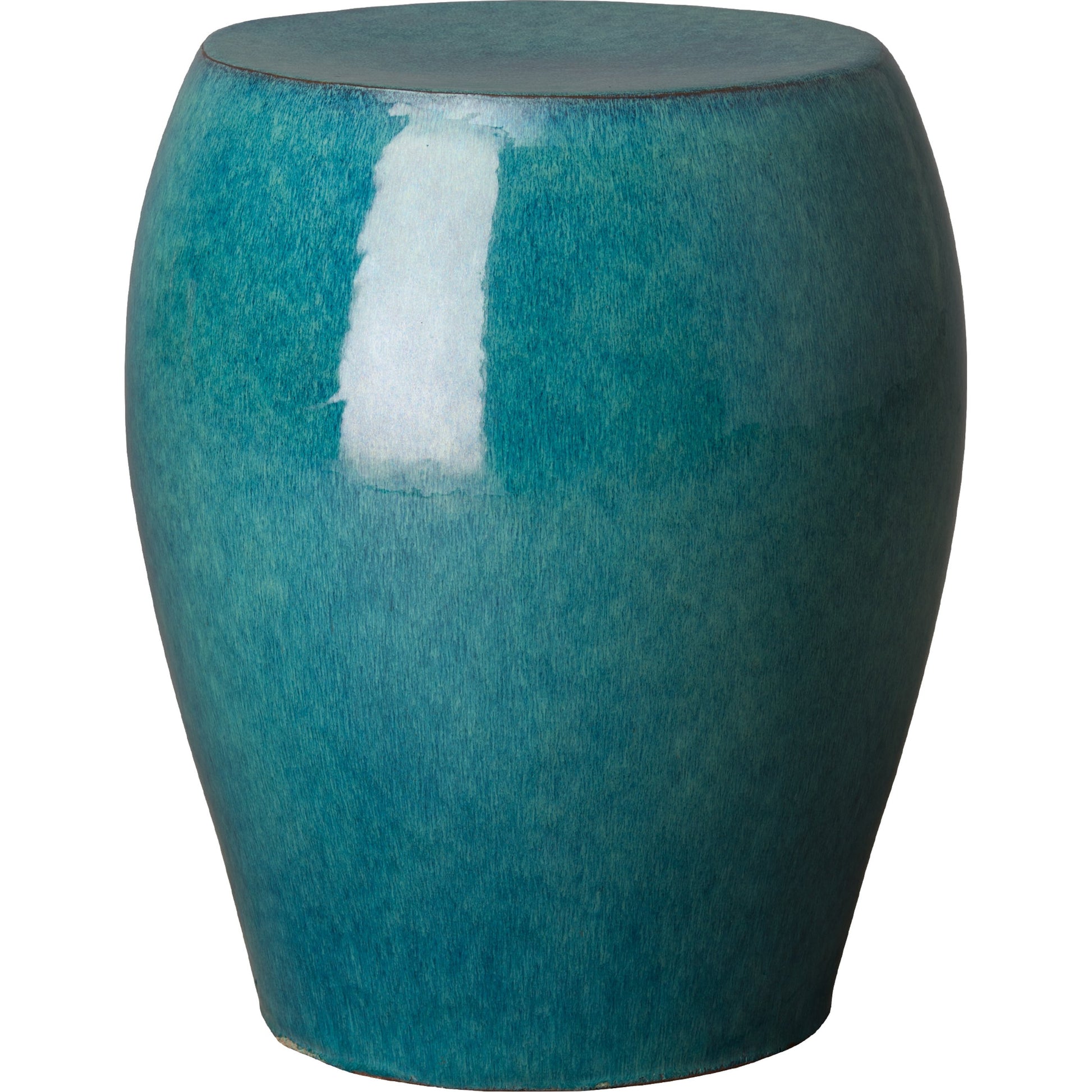 Seiji Garden Stool by Emissary USA in glossy glaze. Made from ceramic in a coastal style.