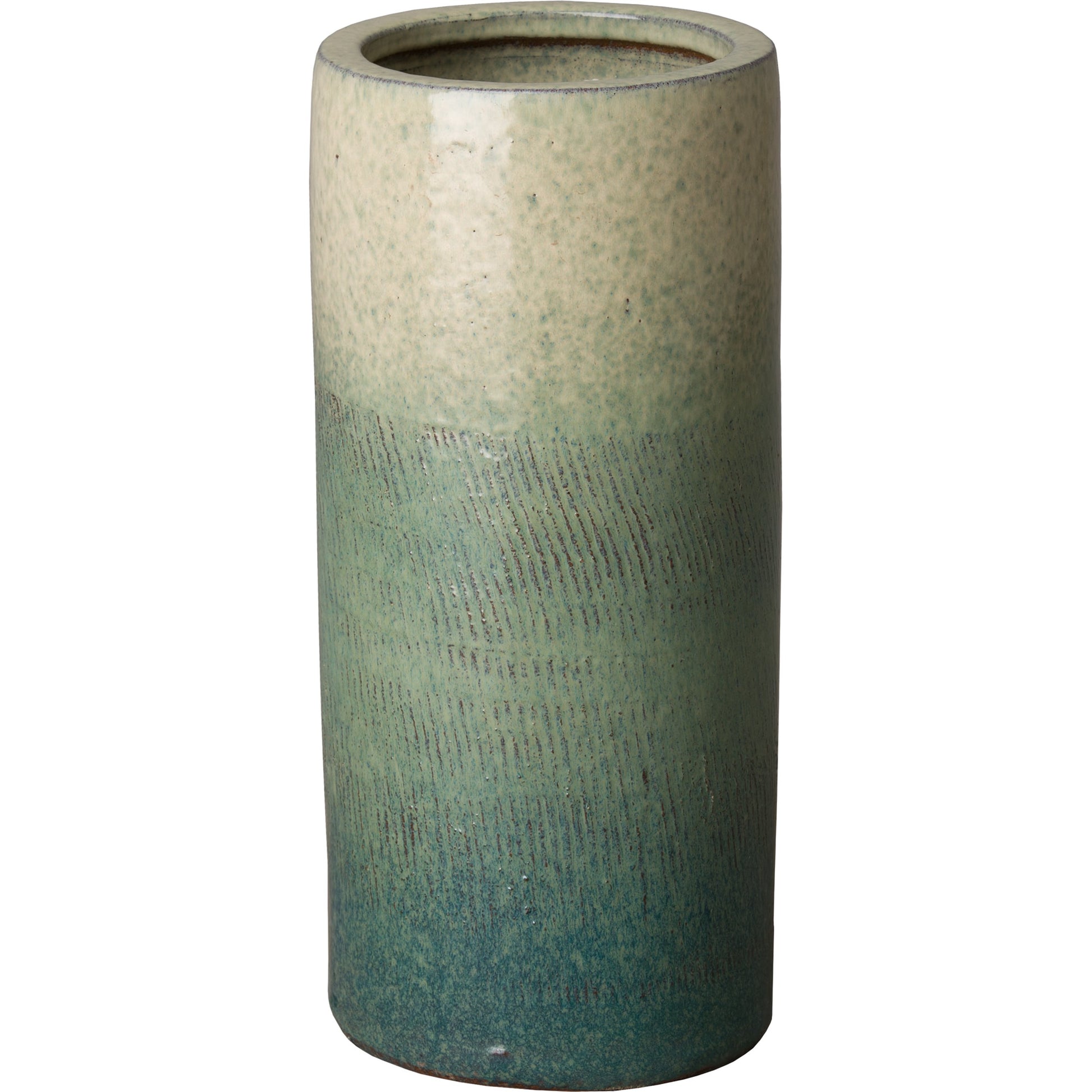 Umbrella Stand by Emissary USA in glossy glaze. Made from porcelain in a coastal style.