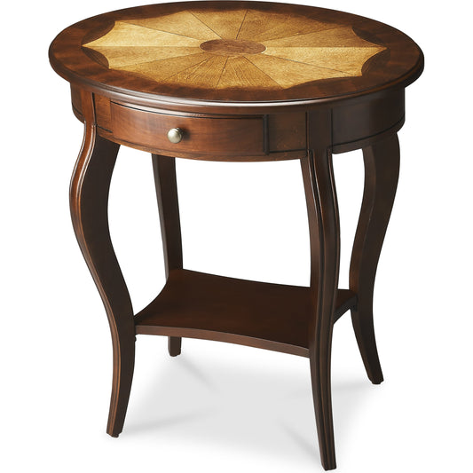 Jeanette Oval Accent Table by Butler Specialty Company. Made from rubberwood solids, mdf, cherry, maple, walnut veneers in a traditional style.