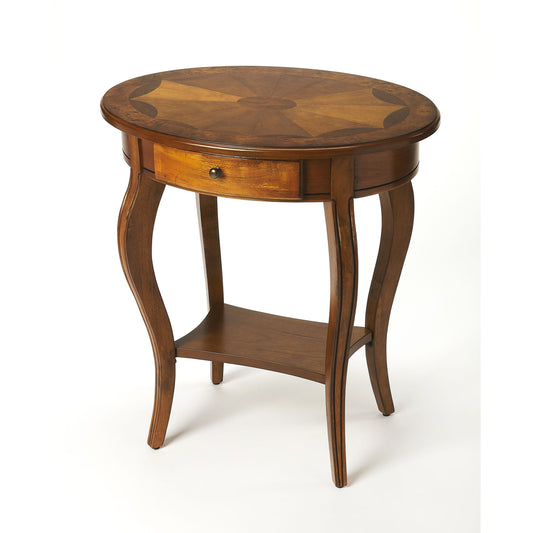 Jeanette Oval Accent Table by Butler Specialty Company. Made from rubberwood solids, mdf, cherry, maple, walnut veneers in a traditional style.