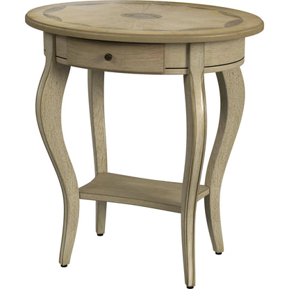 Jeanette Oval Wood Accent Table by Butler Specialty Company in beige and antique beige. Made from rubberwood, poplar solids, fiberboard, cherry veneers in a cottage & farmhouse style.