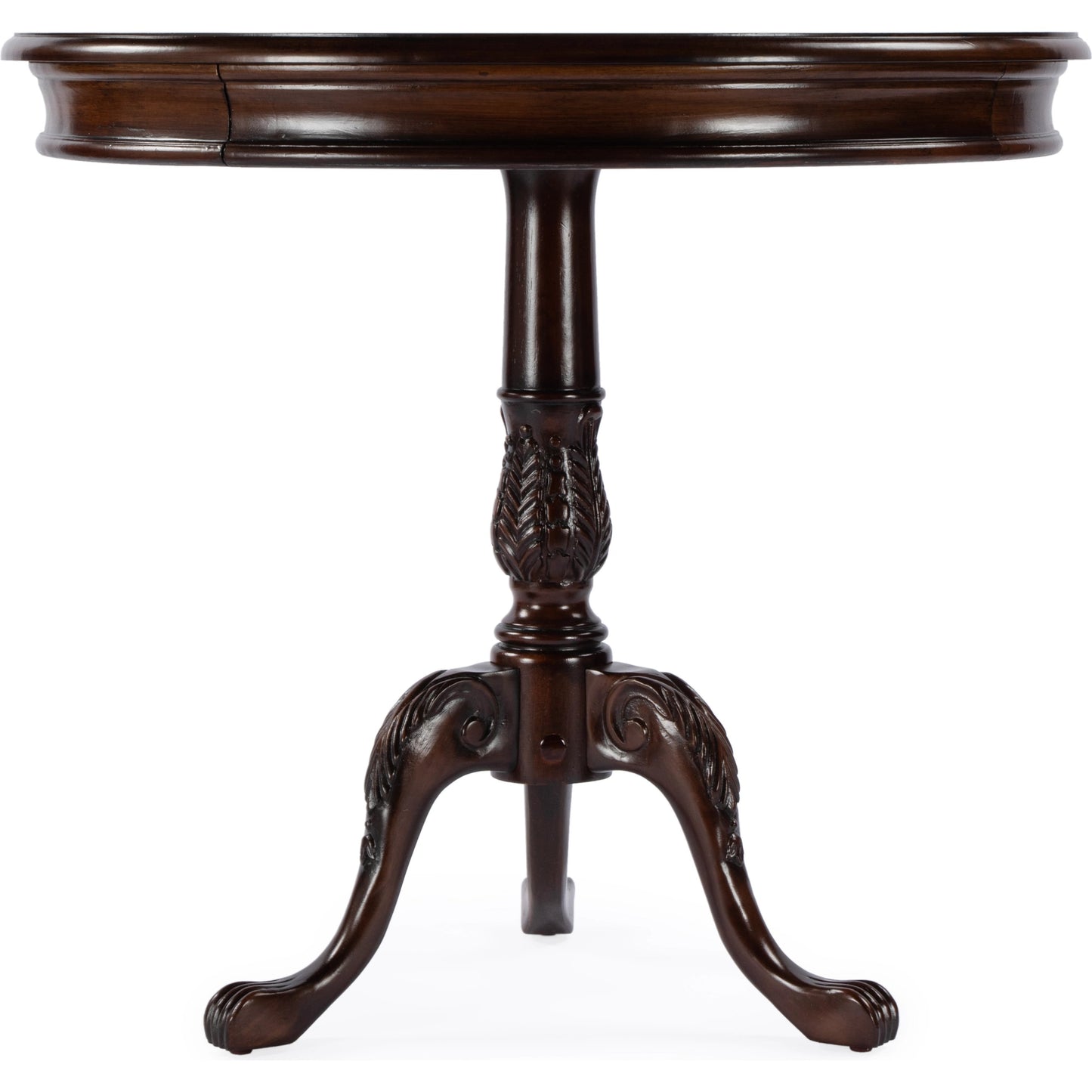 004 SI-2077717 | Additional Silo | Carissa Round Pedestal Foyer Table by Butler Specialty Company in dark brown and cherry nouveau. Made from rubberwood solids, mdf, cherry veneers in a traditional style.