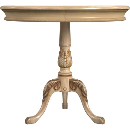 Carissa 30" Round Pedestal Foyer Table by Butler Specialty Company in beige and antique beige. Made from rubberwood solids, mdf, cherry veneers, resin in a cottage & farmhouse style.