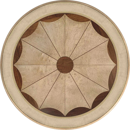 Carissa 30" Round Pedestal Foyer Table by Butler Specialty Company in beige and antique beige. Made from rubberwood solids, mdf, cherry veneers, resin in a cottage & farmhouse style.