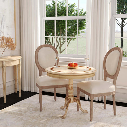Carissa 30" Round Pedestal Foyer Table by Butler Specialty Company in beige and antique beige. Made from rubberwood solids, mdf, cherry veneers, resin in a cottage & farmhouse style.