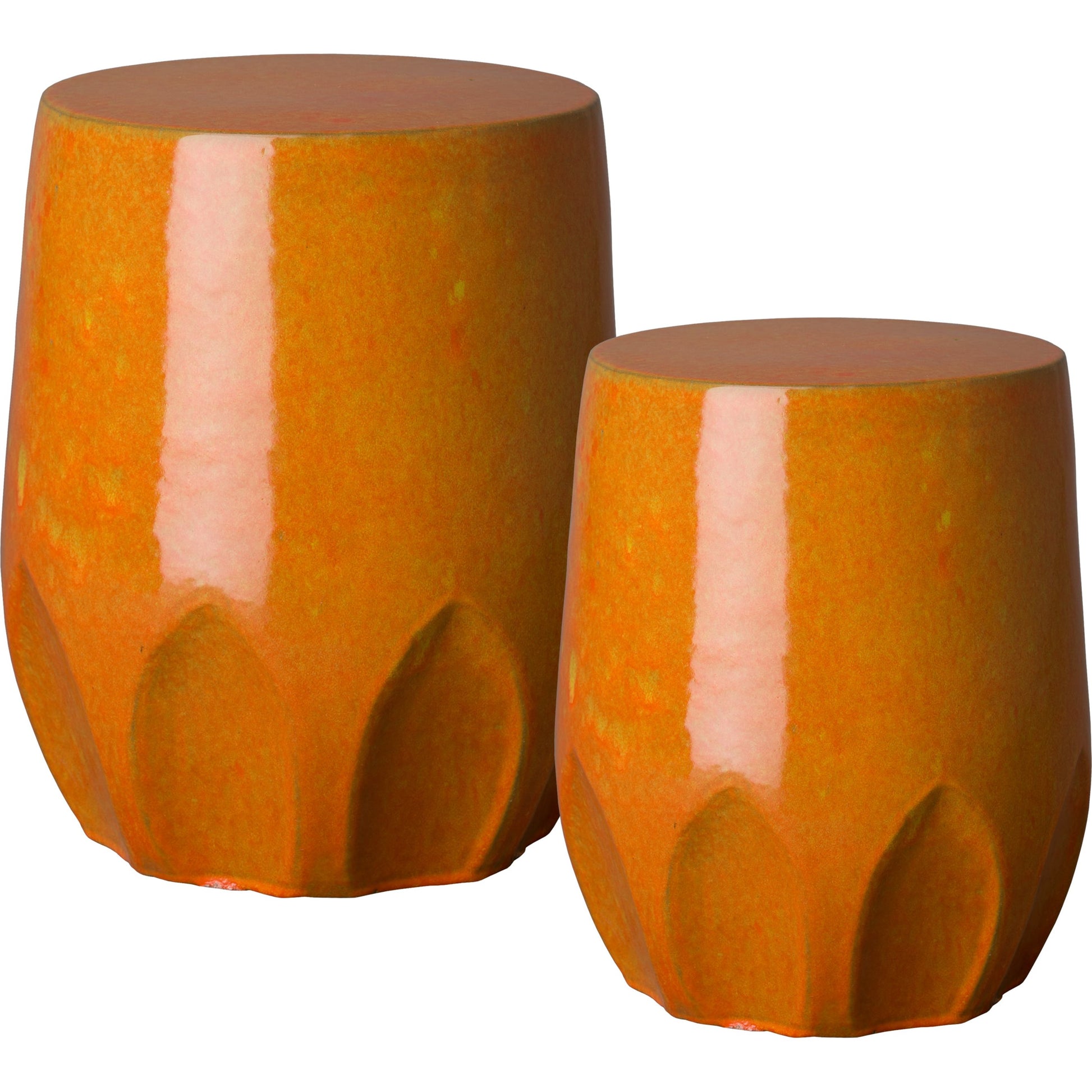 Calyx Garden Stool by Emissary in glossy glaze. Made from ceramic in a modern style.