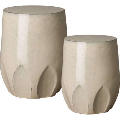 Calyx Garden Stool by Emissary in glossy glaze. Made from ceramic in a modern style.