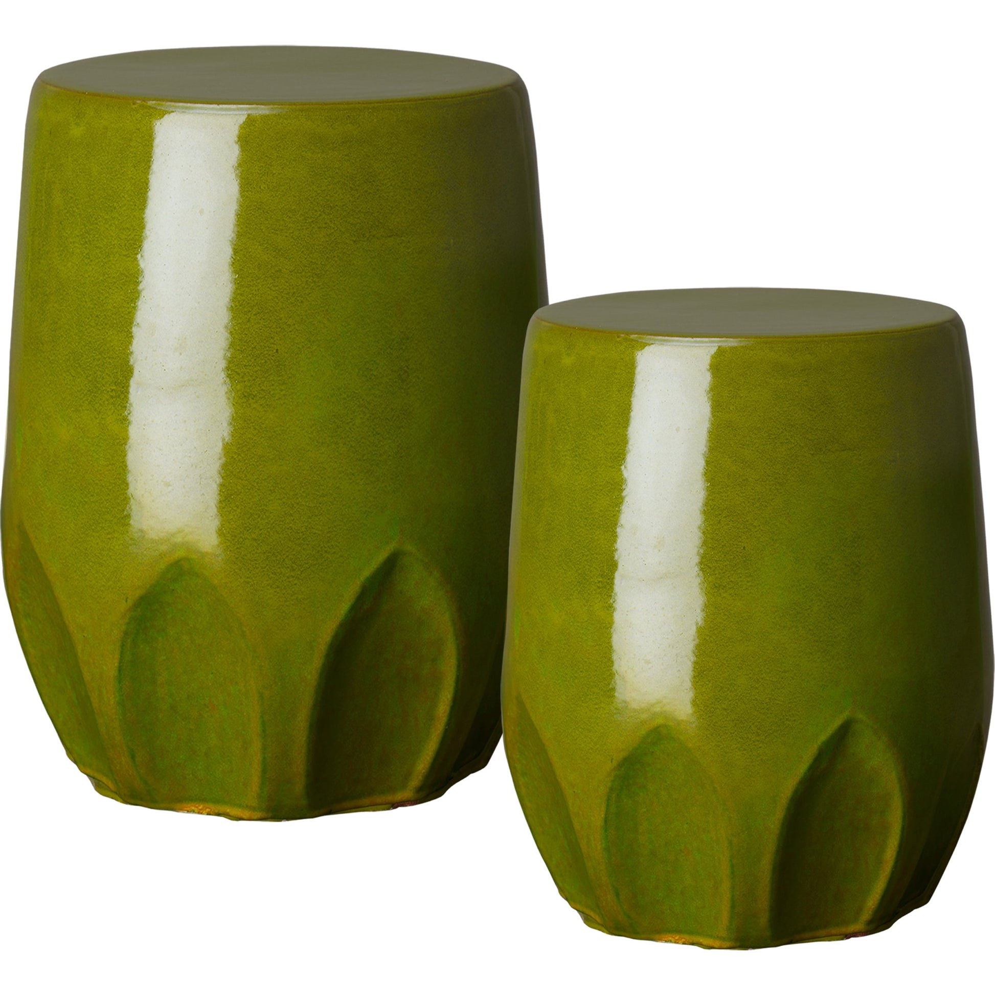 Calyx Garden Stool by Emissary in glossy glaze. Made from ceramic in a modern style.