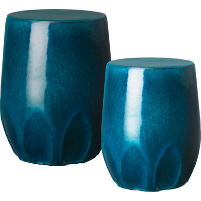 Calyx Garden Stool by Emissary in glossy glaze. Made from ceramic in a modern style.