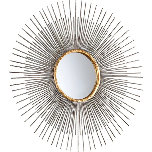 Pixley Mirror by Cyan Design in antiqued silver leaf. Made from iron, mirrored glass in a modern style.