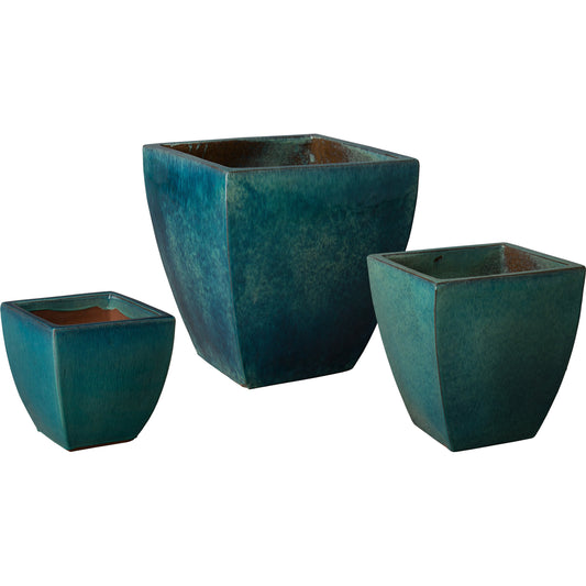 Square Planters - 554 (Set of 3) by Emissary USA in teal. Made from unique in a eclectic & global style.