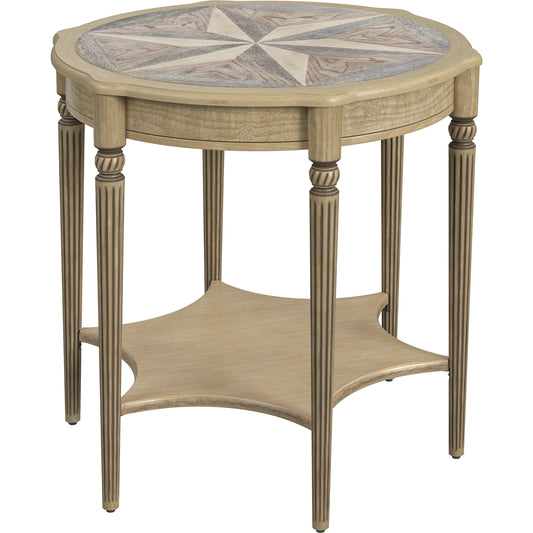Bainbridge Side Table by Butler Specialty Company in beige and antique beige. Made from rubberwood solids, mdf, birch veneer in a transitional style.