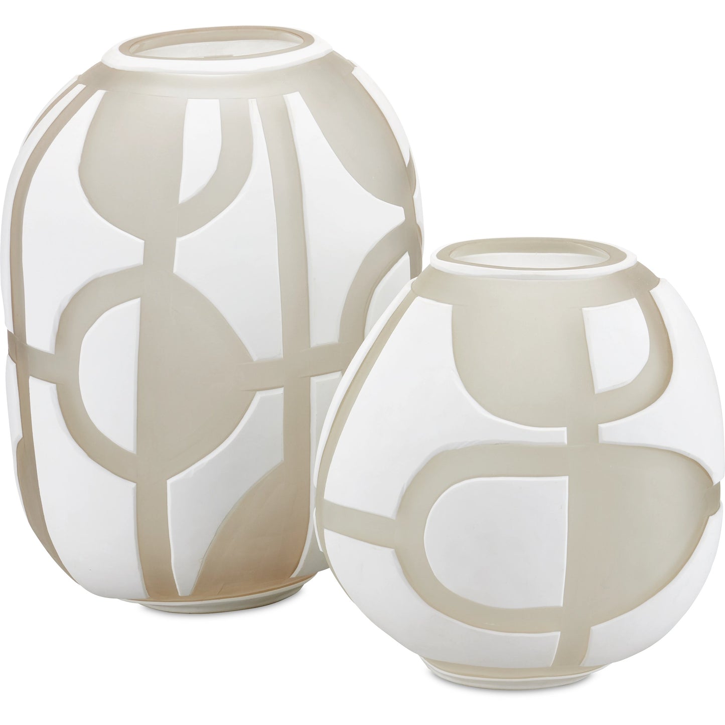 001 SI-2133845 | Primary Silo | Art Decortif Vase Set by Currey and Company in opaque white, clear matte. Made from glass in a modern style.