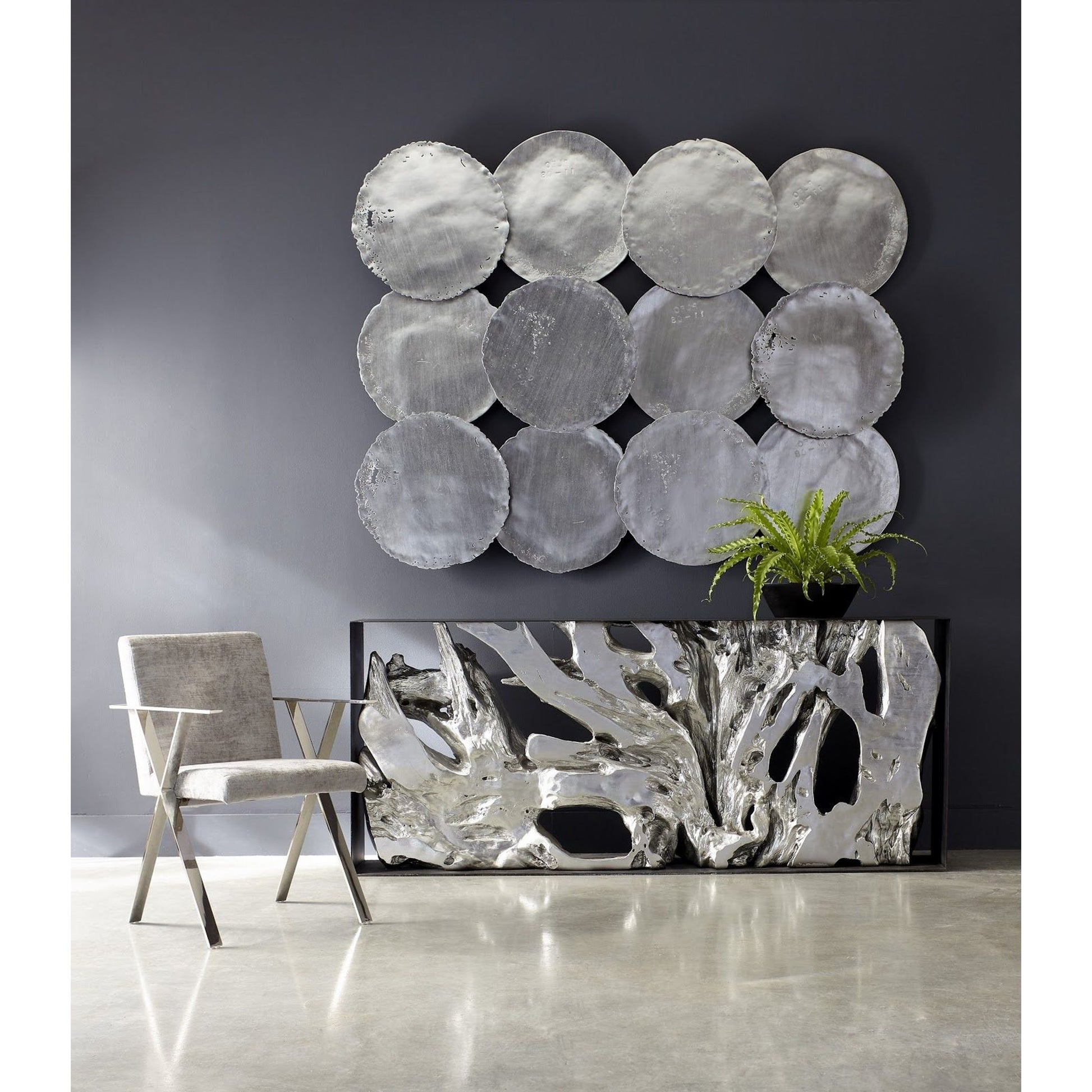 Galvanized Wall Discs (Set of 4) by Phillips Collection. Made from resin in a rustic style.