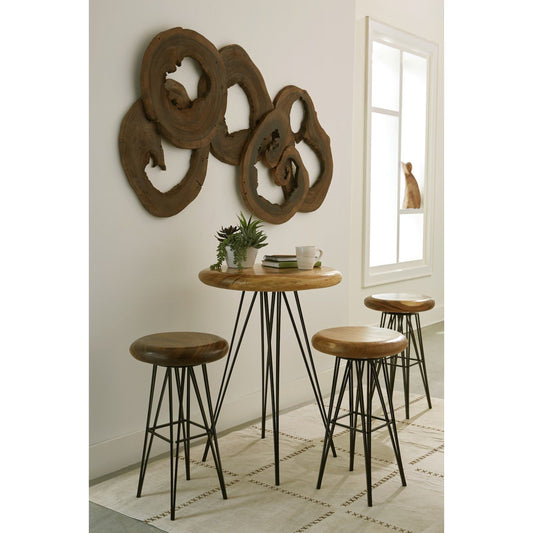 Smoothed Bar Stool by Phillips Collection in brown, black. Made from wood in a eclectic & global style.