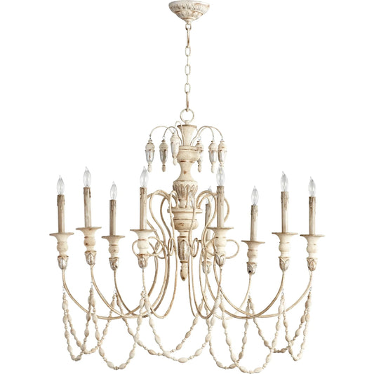 Florine Chandelier by Cyan Design in persian white, mystic silver. Made from wrought iron, wood in a cottage & farmhouse style.