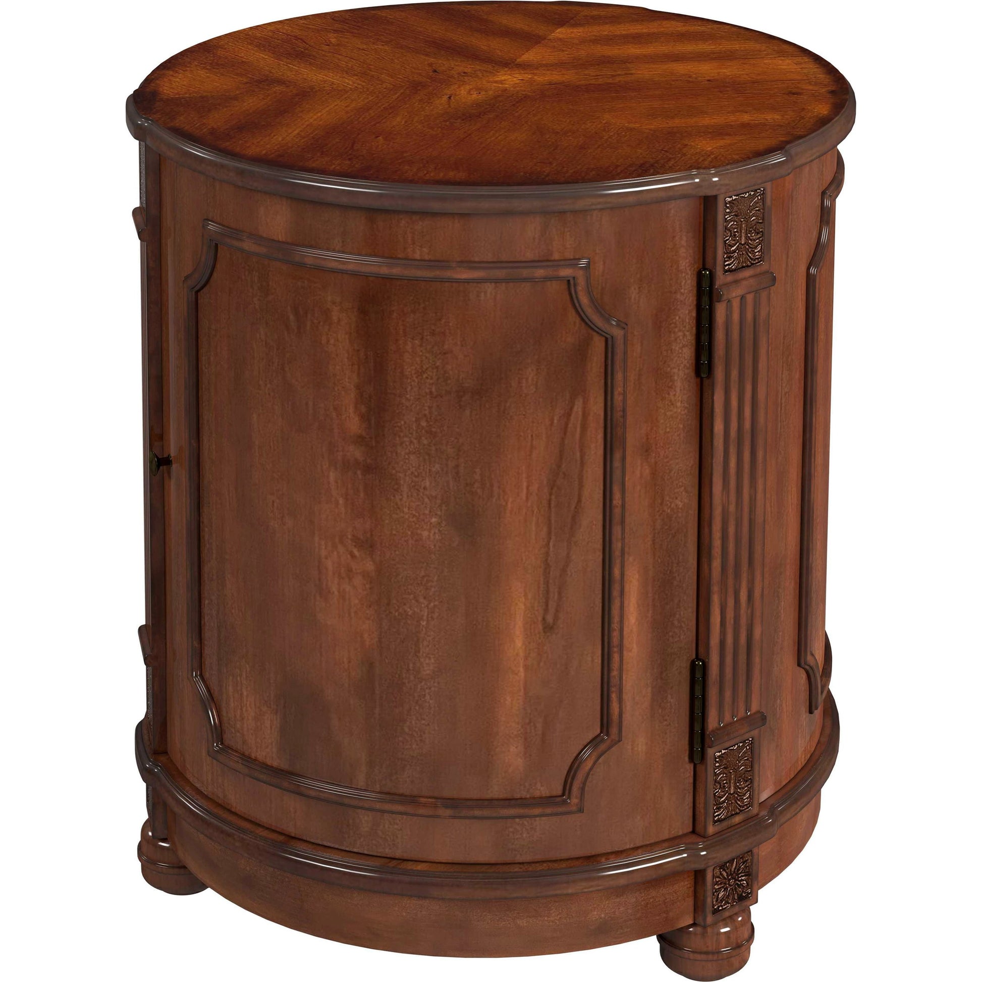 Thurmond Drum Side Table by Butler Specialty Company. Made from poplar hardwood solids, resin, cherry veneer, fiberboard in a traditional style.