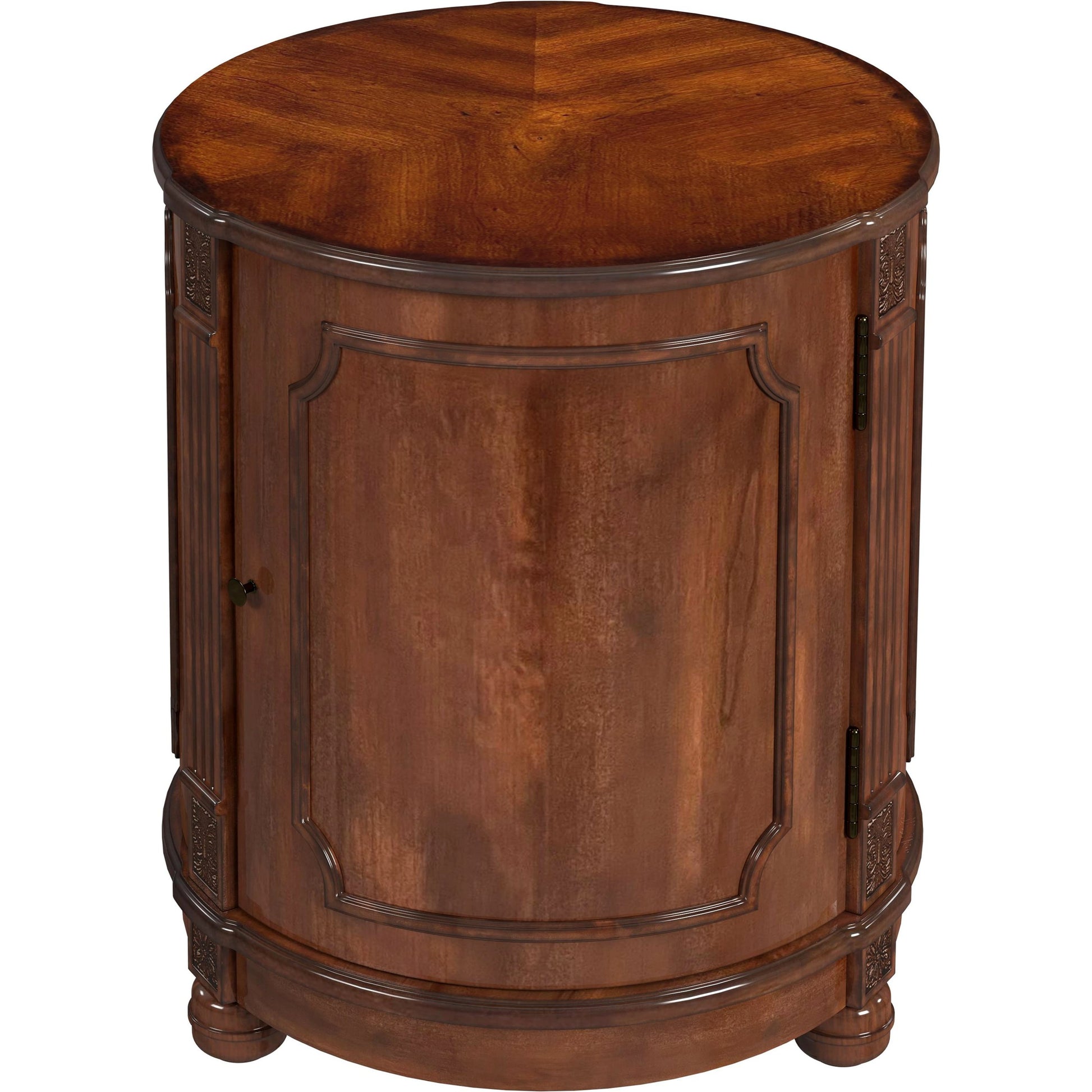 Thurmond Drum Side Table by Butler Specialty Company. Made from poplar hardwood solids, resin, cherry veneer, fiberboard in a traditional style.