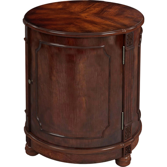 Thurmond Drum Side Table by Butler Specialty Company. Made from poplar hardwood solids, resin, cherry veneer, fiberboard in a traditional style.