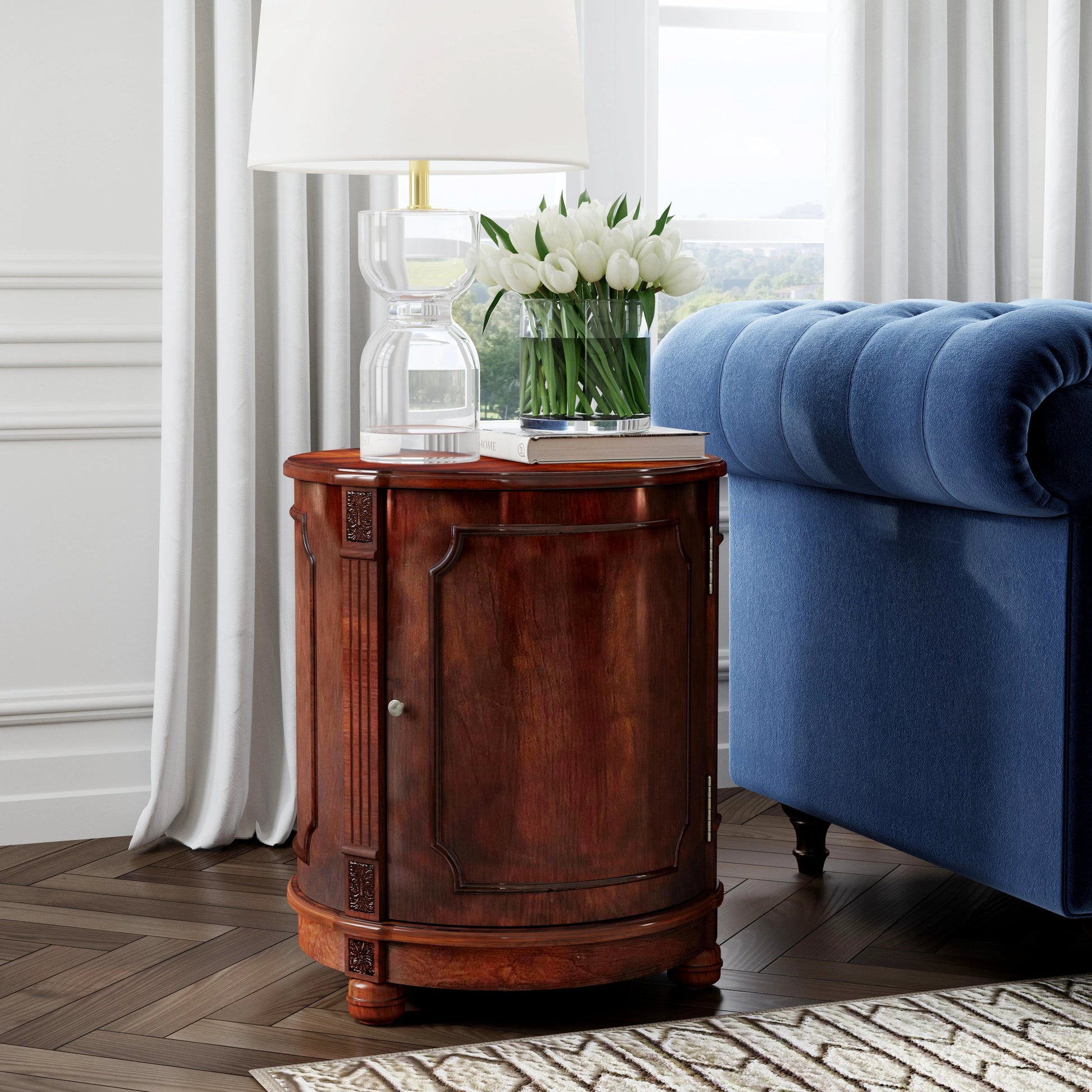 Thurmond Drum Side Table by Butler Specialty Company. Made from poplar hardwood solids, resin, cherry veneer, fiberboard in a traditional style.