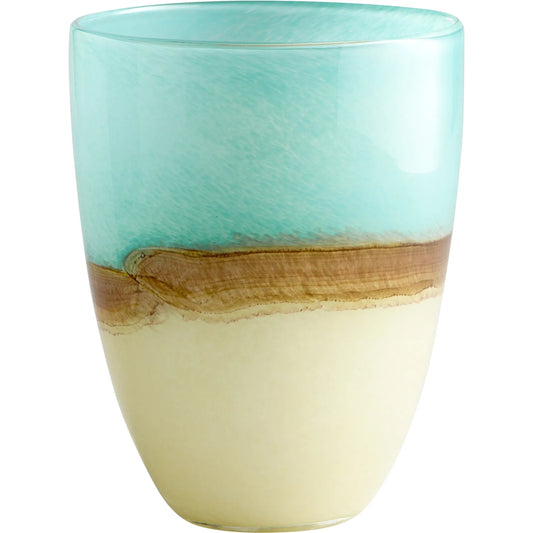 Turquoise Earth Vase by Cyan Design in blue. Made from glass in a modern style.
