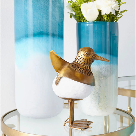 Turquoise Cloud Vase by Cyan Design in blue, white. Made from glass in a modern style.