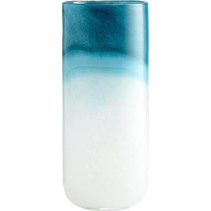 Turquoise Cloud Vase by Cyan Design in blue, white. Made from glass in a modern style.