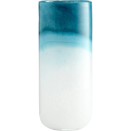 Turquoise Cloud Vase by Cyan Design in blue, white. Made from glass in a modern style.