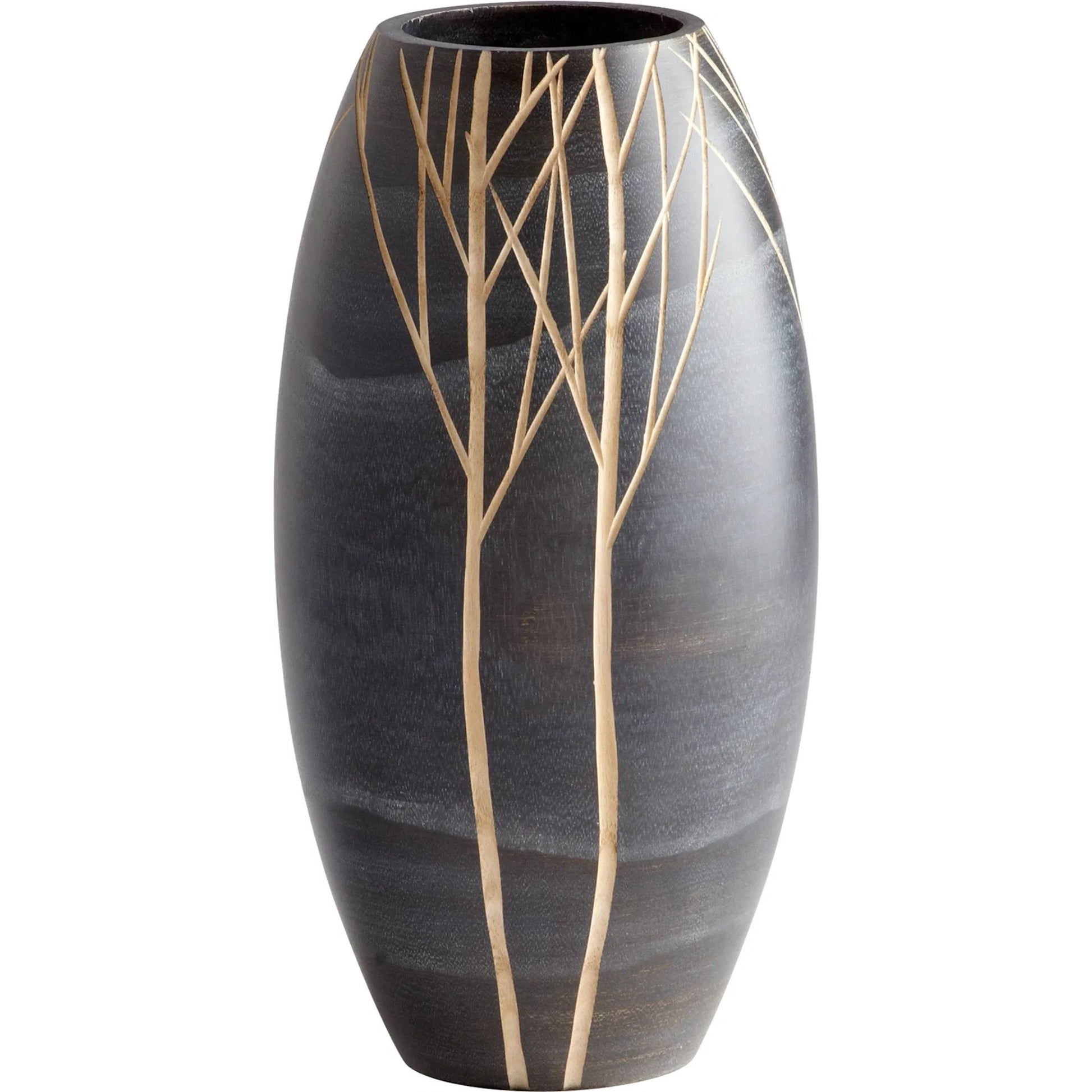 Onyx Winter Vase by Cyan Design in black. Made from wood in a eclectic & global style.