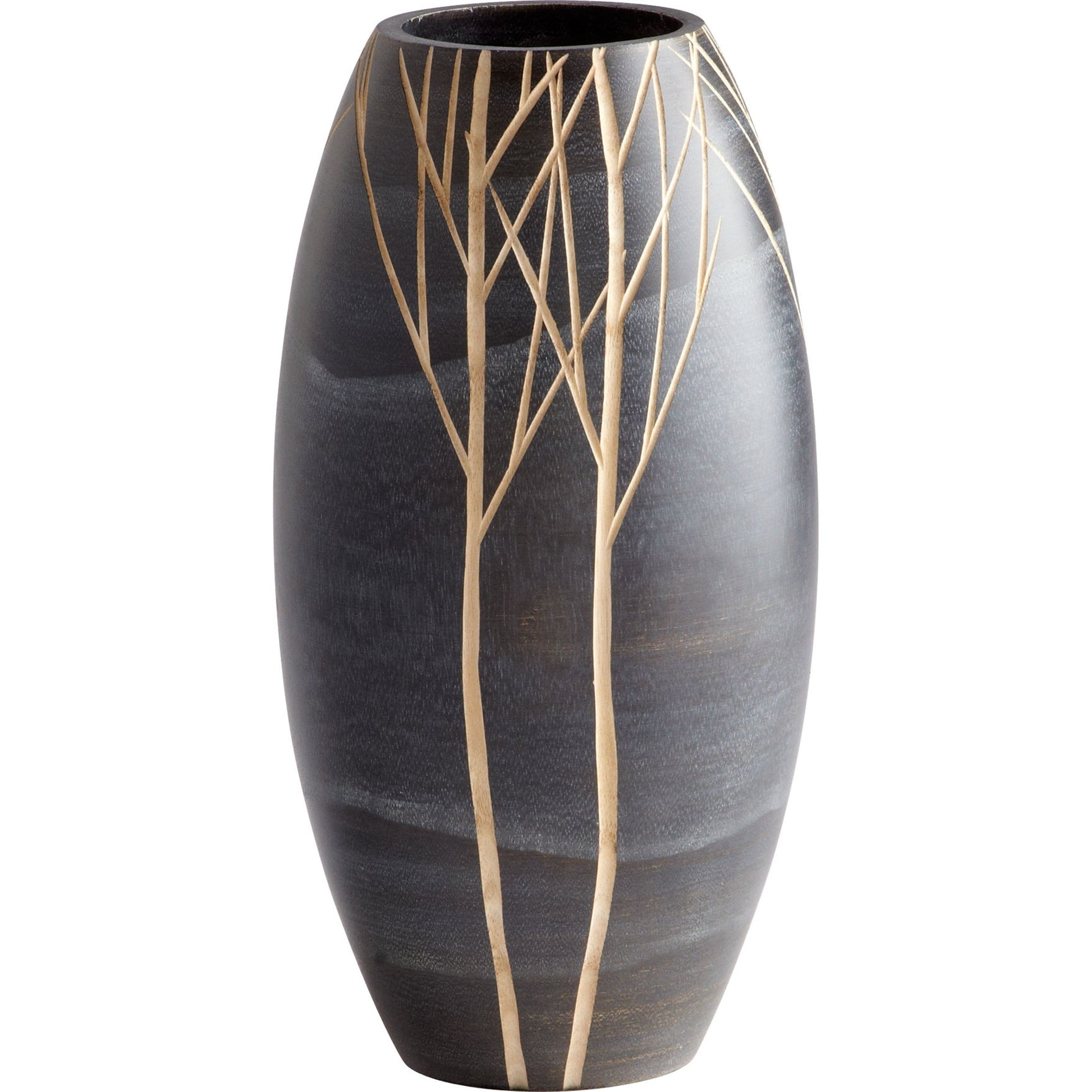 Onyx Winter Vase by Cyan Design in black. Made from wood in a eclectic & global style.