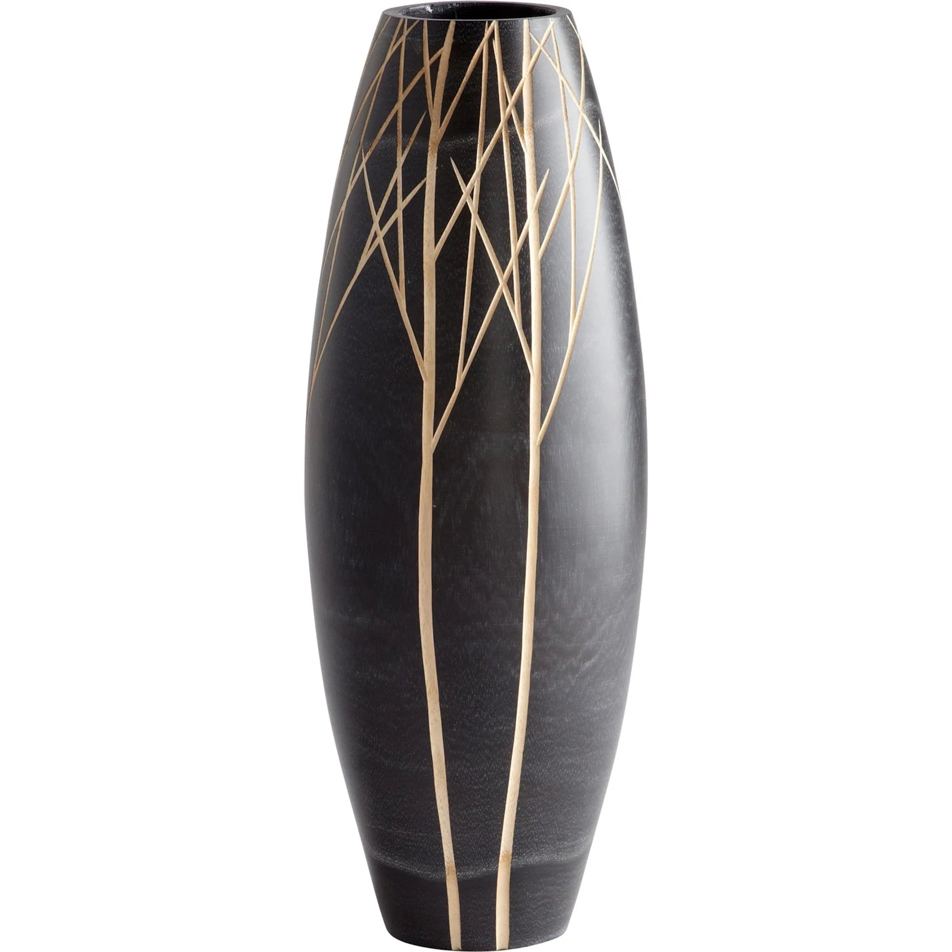 Onyx Winter Vase by Cyan Design in black. Made from wood in a eclectic & global style.